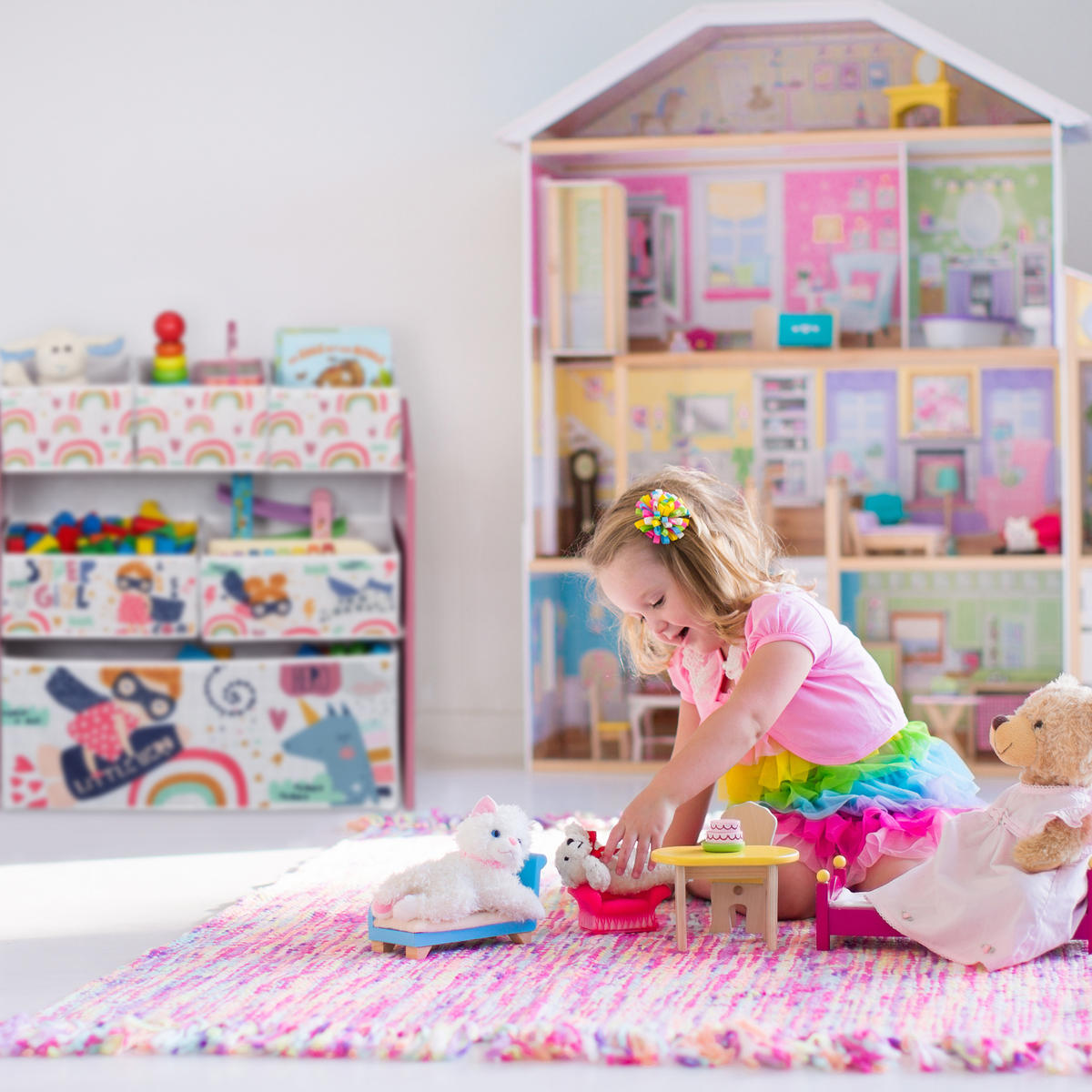 KINDERREGAL - Multicolor, Holzwerkstoff/Kunststoff (63/66/30cm) - Relaxdays