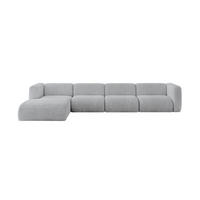 ECKSOFA Ottomane Links MIRA-L3 409x179x70 Grau Cord - Blaugrau/Schwarz, Holzwerkstoff/Kunststoff (409/179cm) - ALTDECOR
