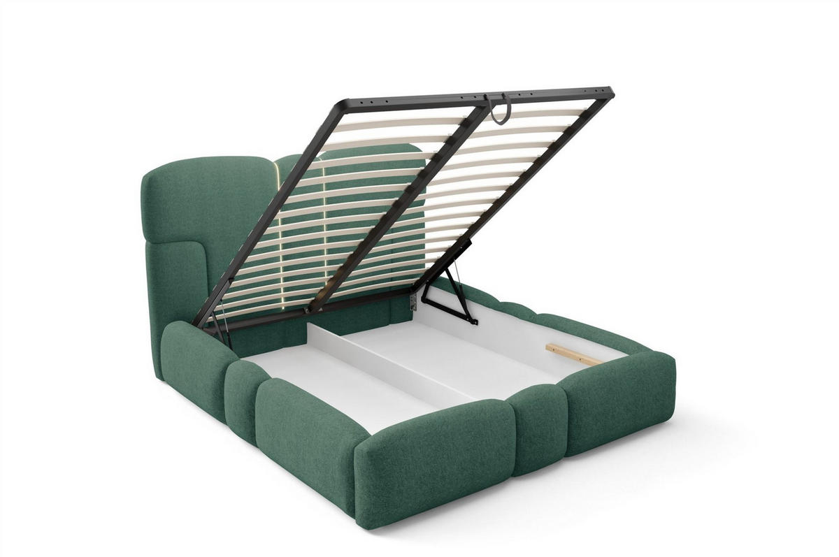 POLSTERBETT Jordan Komplettset - Grün, Holzwerkstoff/Textil (200/200cm) - Fun Möbel