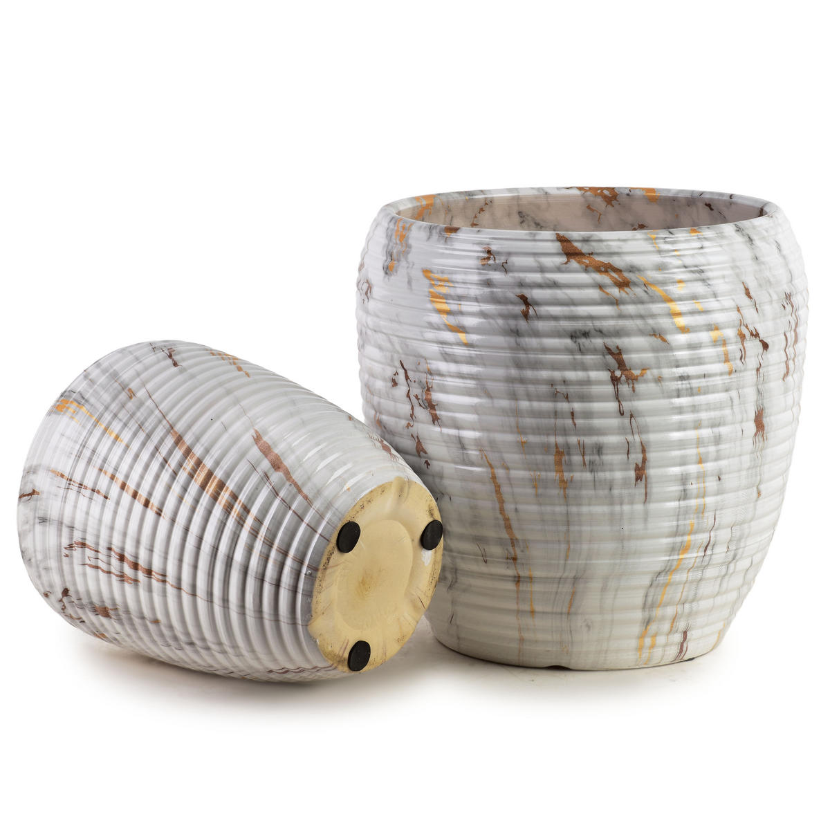 BLUMENTOPF Neva 2er Set Beige 30.5/30.5/30.5 cm Keramik - Beige, Keramik (30.5/30.5/30.5cm) - Mondex