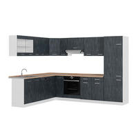 ECKKÜCHE R-Line, Schwarz Beton/Weiß, 287 x 227 cm AP Eiche - Schwarz/Weiß, Holzwerkstoff (287/206.8/60cm) - Vicco