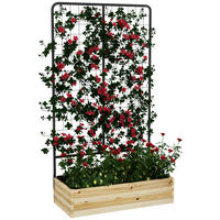 HOCHBEET mit Rankhilfe, Pflanzkasten aus Holz, für Garten, Balkon, Naturholz - Fichtefarben, Metall (38/145/80cm) - Outsunny