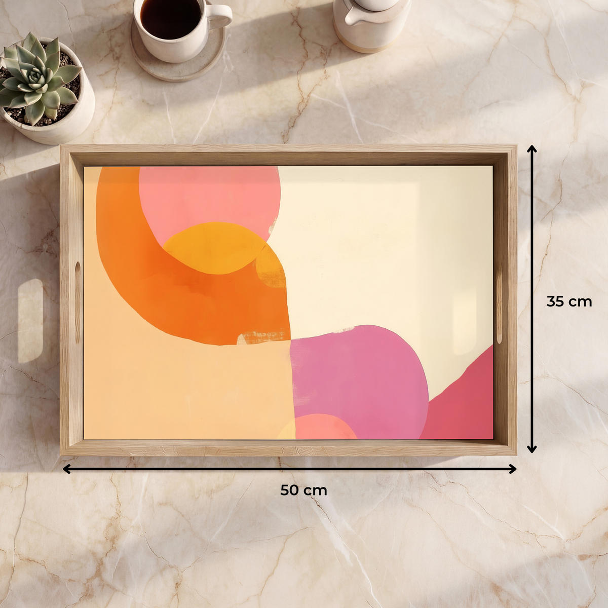 SERVÍROVACÍ PODNOS Tvary - abstraktní - barevné 50x35 cm - pomerančová, dřevo (50/5/5cm) - OnlyWow