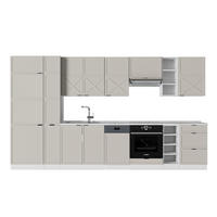 KÜCHENZEILE Fame-Line GrauBeige/Weiß 355 cm ohne AP - Weiß/Grau, Holzwerkstoff (355/81.6/46cm) - Vicco