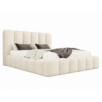 POLSTERBETT MELLOW 200x200 cm in Beige, gepolstertes Kopfteil, Lattenrost, Bettkasten, Velvet-Stoff - Beige, Holz/Textil (200/200cm) - EMLAR Home
