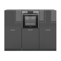 KÜCHENBLOCK R-Line Anthrazit Hochglanz/Anthrazit 180 cm ohne Arbeitsplatte - Schwarz Hochglanz/Anthrazit, Holzwerkstoff (180/81.6/46cm) - Vicco