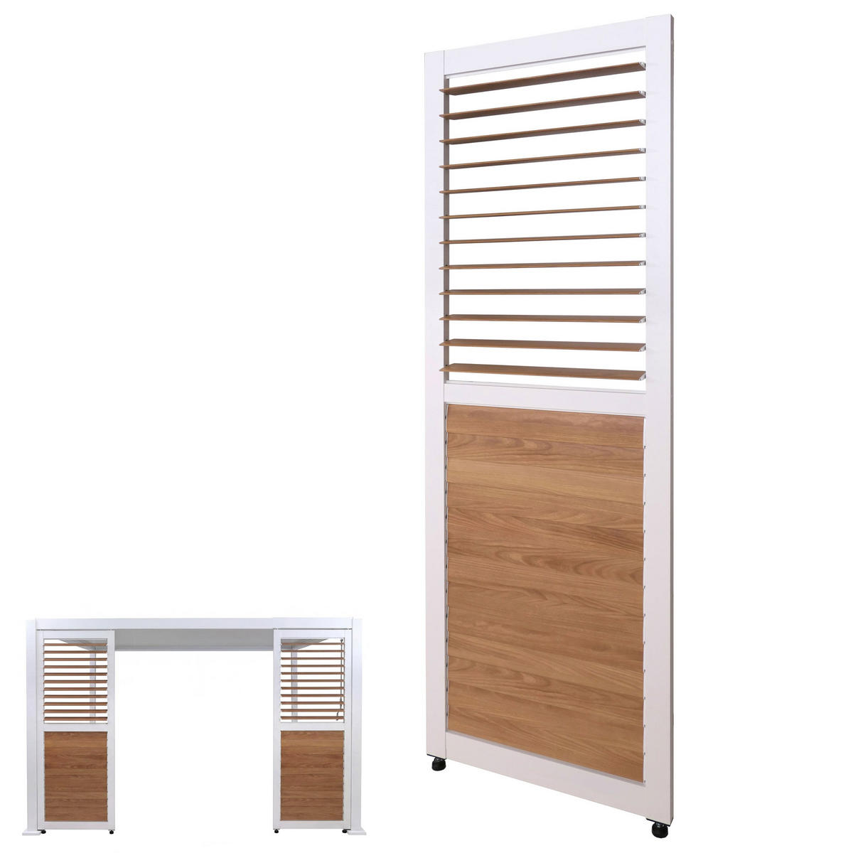 LAMELLENWAND für Pergola 220x68cm Weiß/Holzoptik - Weiß, Metall (68/220/3cm) - BERLINLODGE