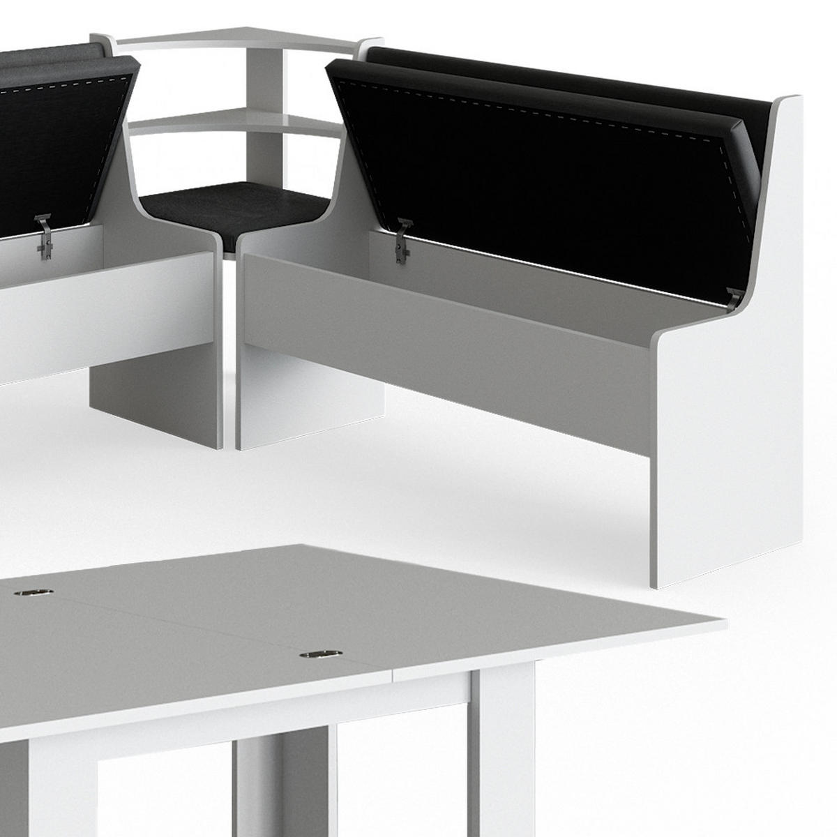 ECKBANKGRUPPE Roman Weiß 210 x 41.5 cm mit Tisch - Anthrazit/Weiß, Holzwerkstoff (210/80/150cm) - Vicco
