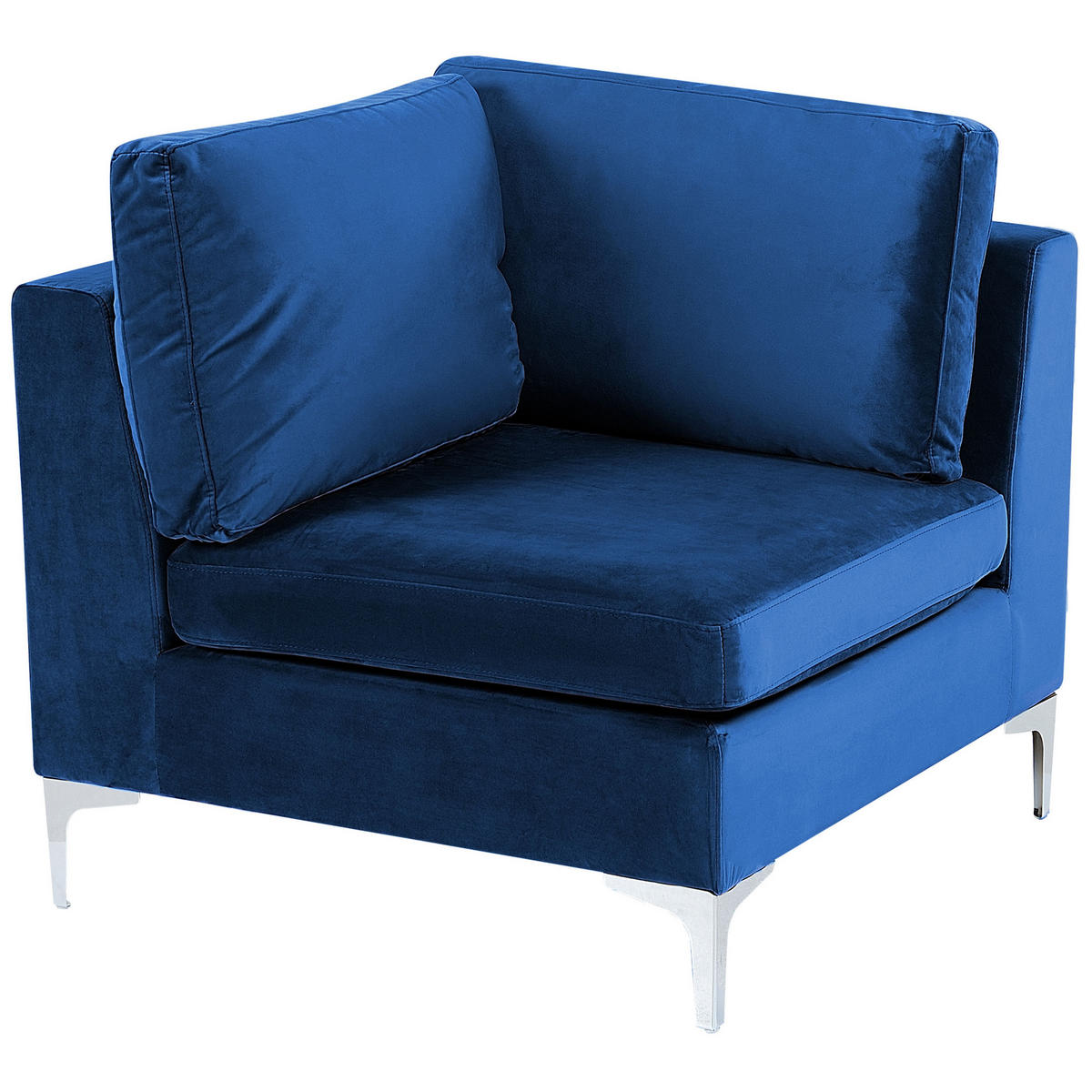 3-SITZER-SOFA Samtstoff marineblau mit Ottomane Evja - Blau, Textil (235/84/85cm) - Beliani