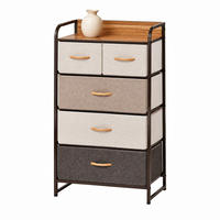 KOMMODE mit 5 Stoffschubladen 58 x 29 x 99 cm - Braun, Holzwerkstoff (29/99/58cm) - Meubliv