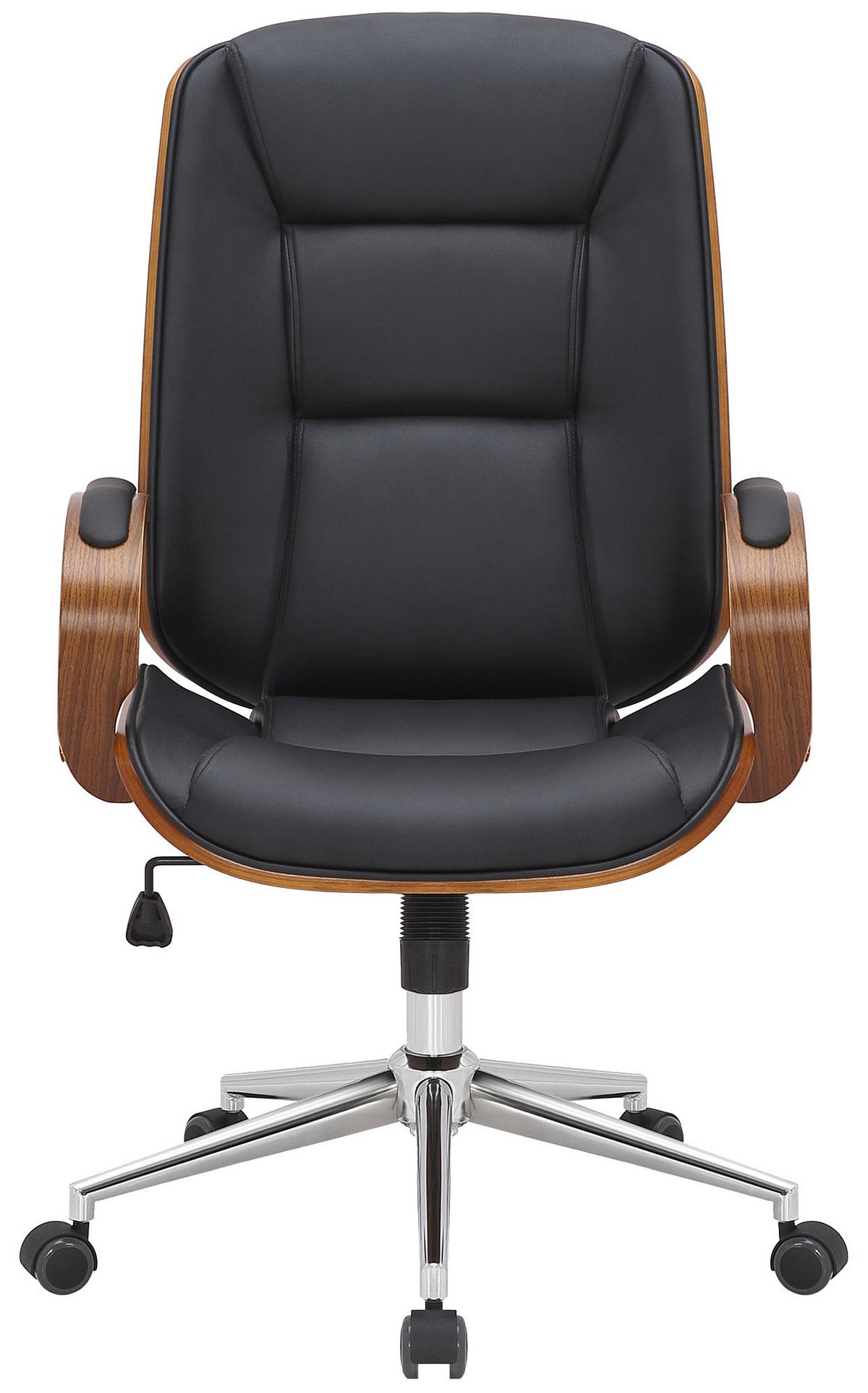 DREHSTUHL Lederlook walnuss/schwarz - Chromfarben/Walnussfarben, Textil/Metall (60/102/68cm) - CLP