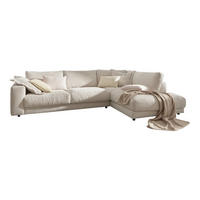 ECKSOFA MADELINE Cremeweiß Cord - Creme/Schwarz, Kunststoff/Textil (325/224cm) - KAWOLA