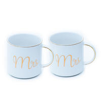 KAFFEETASSE mit Goldrand und Aufschrift Mrs & Mr 300 ml (2-tlg.) - Weiß, Keramik (0.3L) - Intirilife