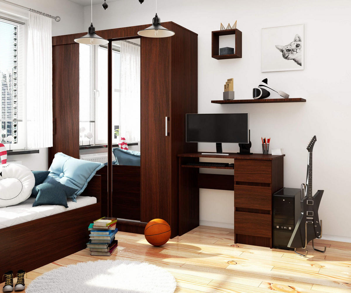 SCHREIBTISCH Rechts 3 Schubladen, Wenge, 90x50x77 cm - Wengefarben, Holz (50/90/77cm) - Milordbikes