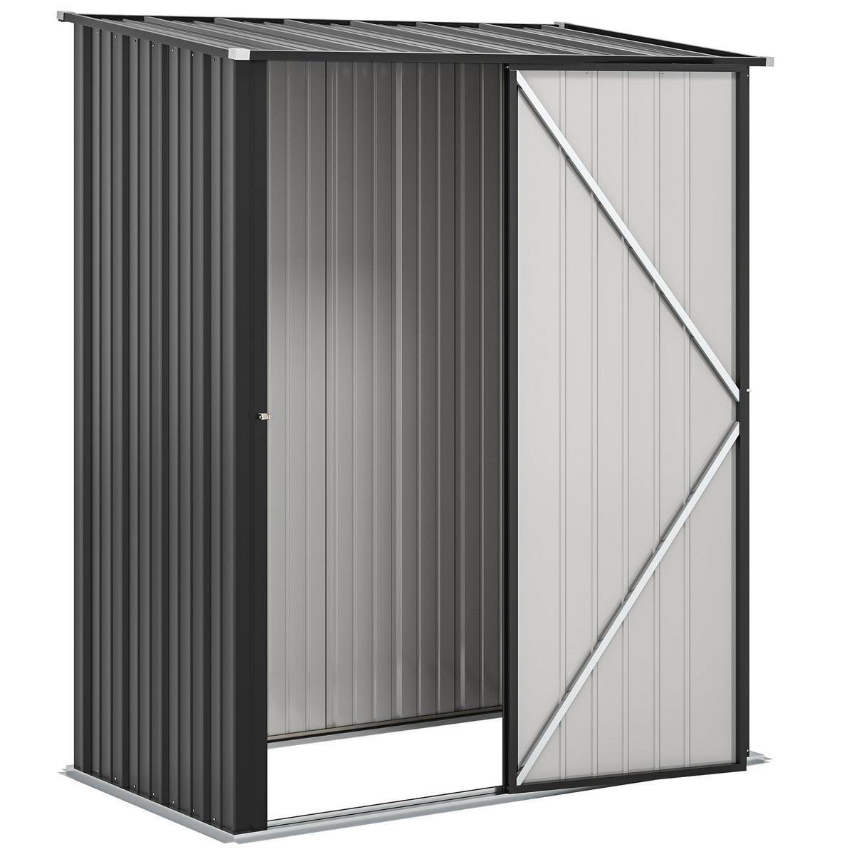 GARTENSCHUPPEN DE-08095 verschließbare Tür, Schwarz - Schwarz, Metall (94.5/196/161.5cm) - ComfortXL