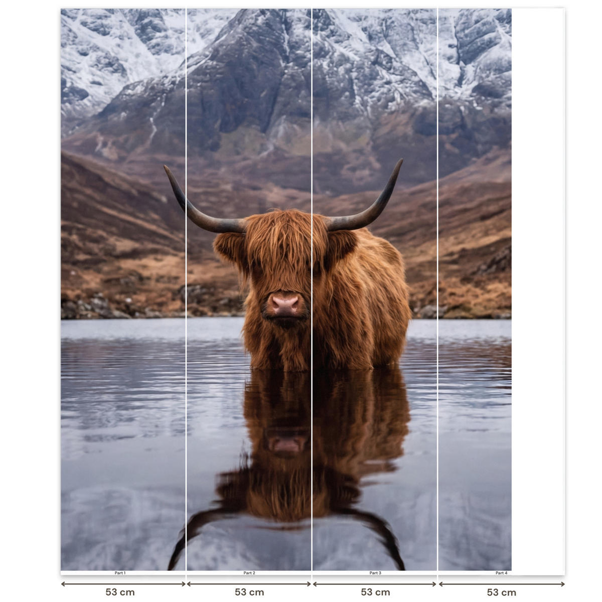 TAPETE - Schottischer Hochländer - Braun - Wasser - 180x220 cm - Braun, Papier (180/220cm) - OnlyWow