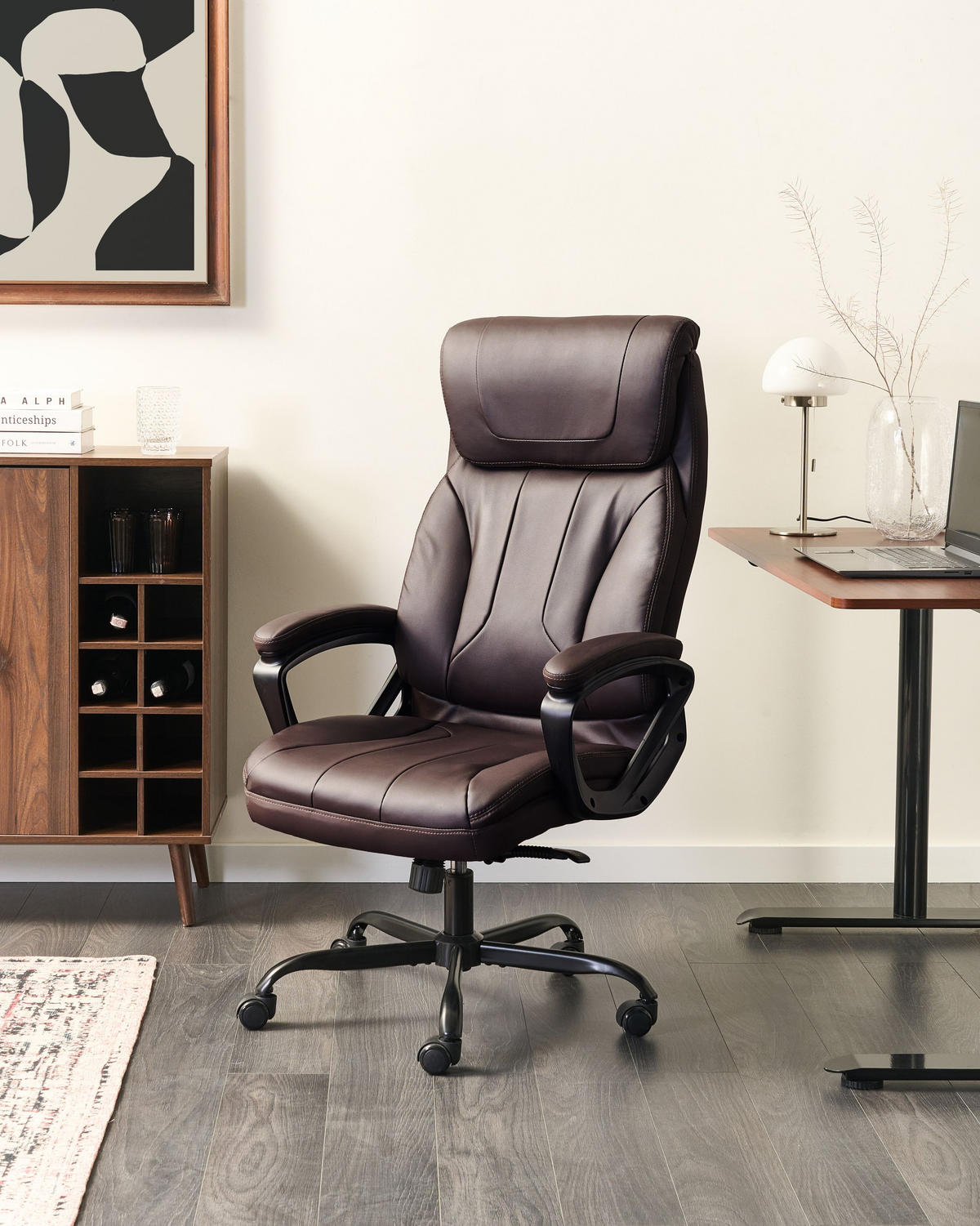 CHEFSESSEL Kunstleder Dunkelbraun Proud - Dunkelbraun, Kunststoff (66/115/66cm) - Beliani
