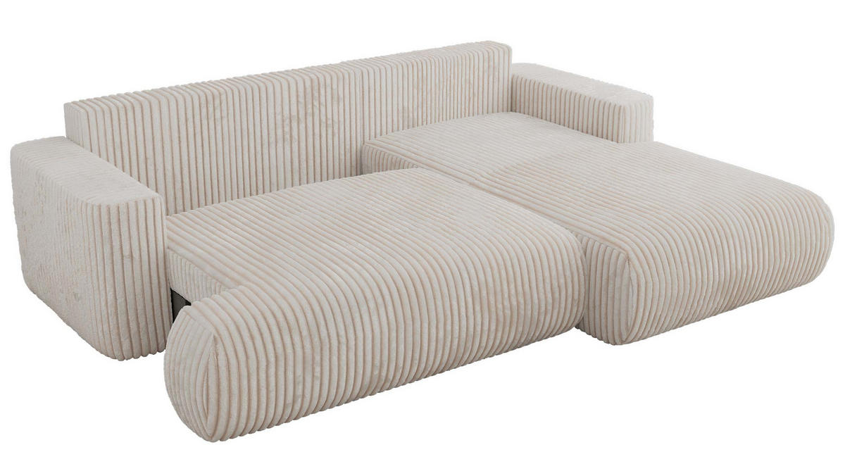 ECKSOFA OVO L Beige Cord - Rechts Seite - Beige/Schwarz, Kunststoff/Textil (195/271cm) - MKS