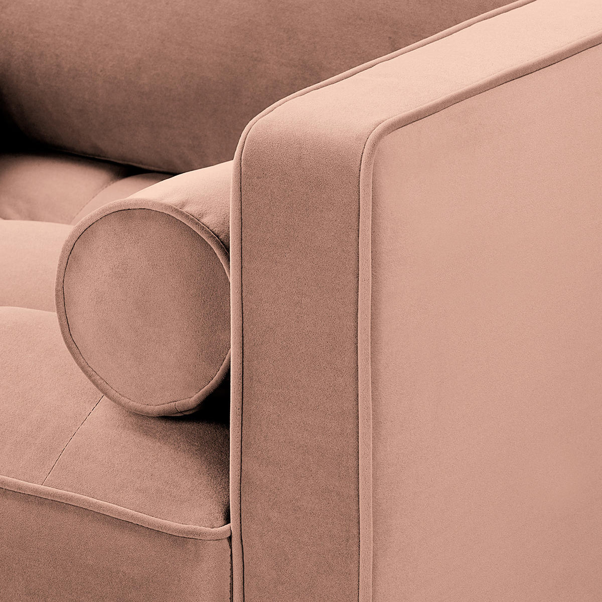 SESSEL - Samt - Dunkelbraun/Rosa, Birkenholz/Textil (90/80/86cm) - home24