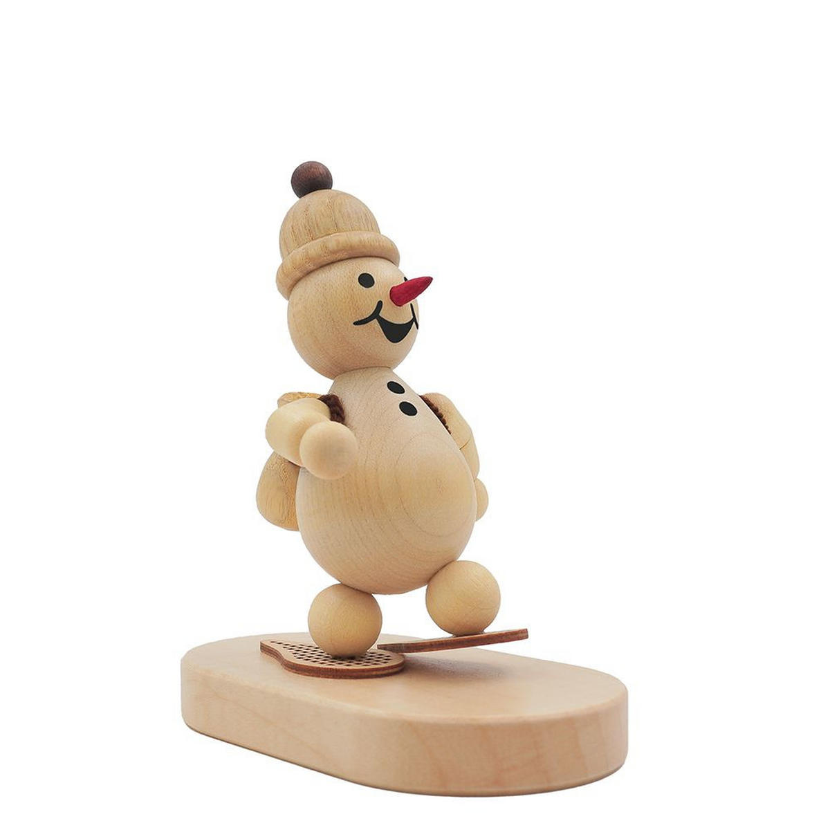 HOLZFIGUR Schneemann Junior Schneewanderer auf Sockel 9 cm - Multicolor, Holz (9/9/0.1cm)