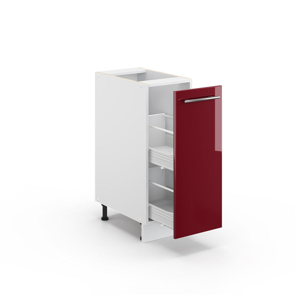 APOTHEKERUNTERSCHRANK Fame-Line Bordeaux Hochglanz 30 cm ohne AP - Bordeaux/Weiß, Holzwerkstoff (30/82/51.6cm) - Vicco