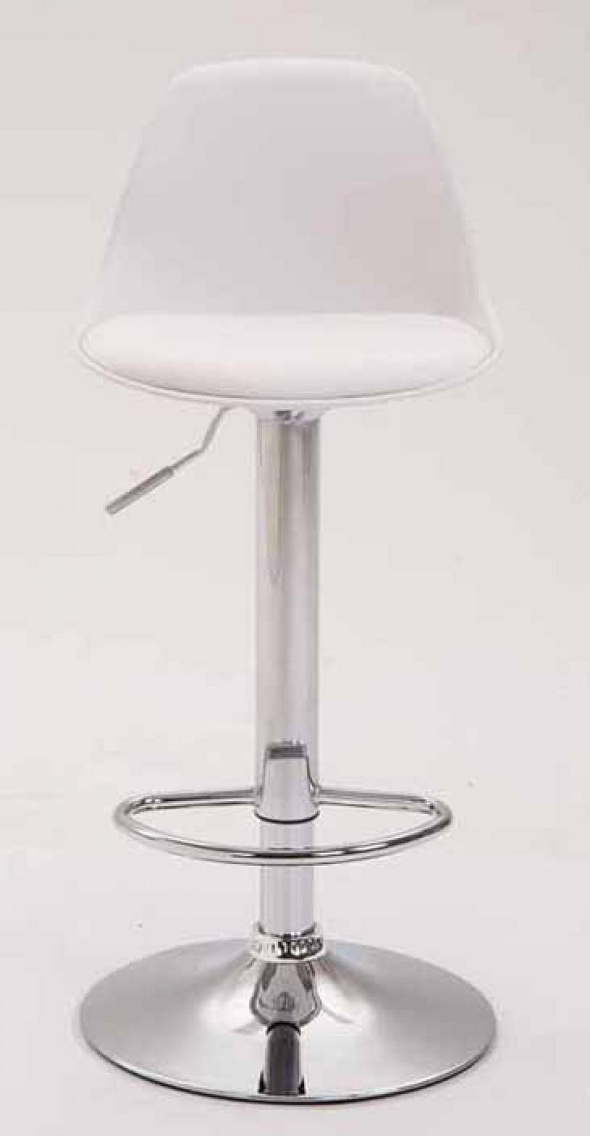 BARHOCKER 2er Set Lederlook weiß - Chromfarben/Walnussfarben, Kunststoff/Textil (39/82/43cm) - CLP