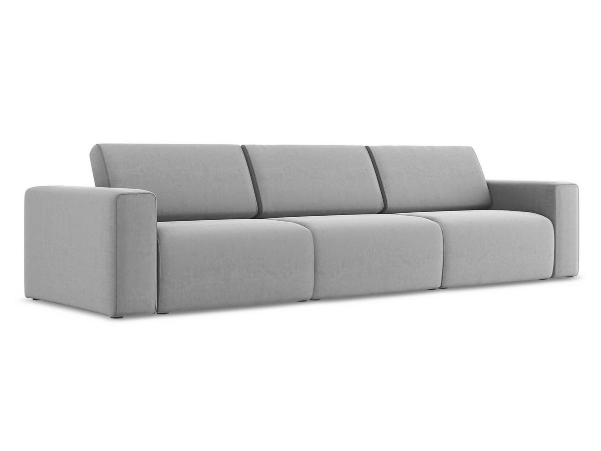 4-SITZER-SOFA Samt Stoff Grau - Creme/Schwarz, Kunststoff/Textil (314/80/103cm) - Makamii