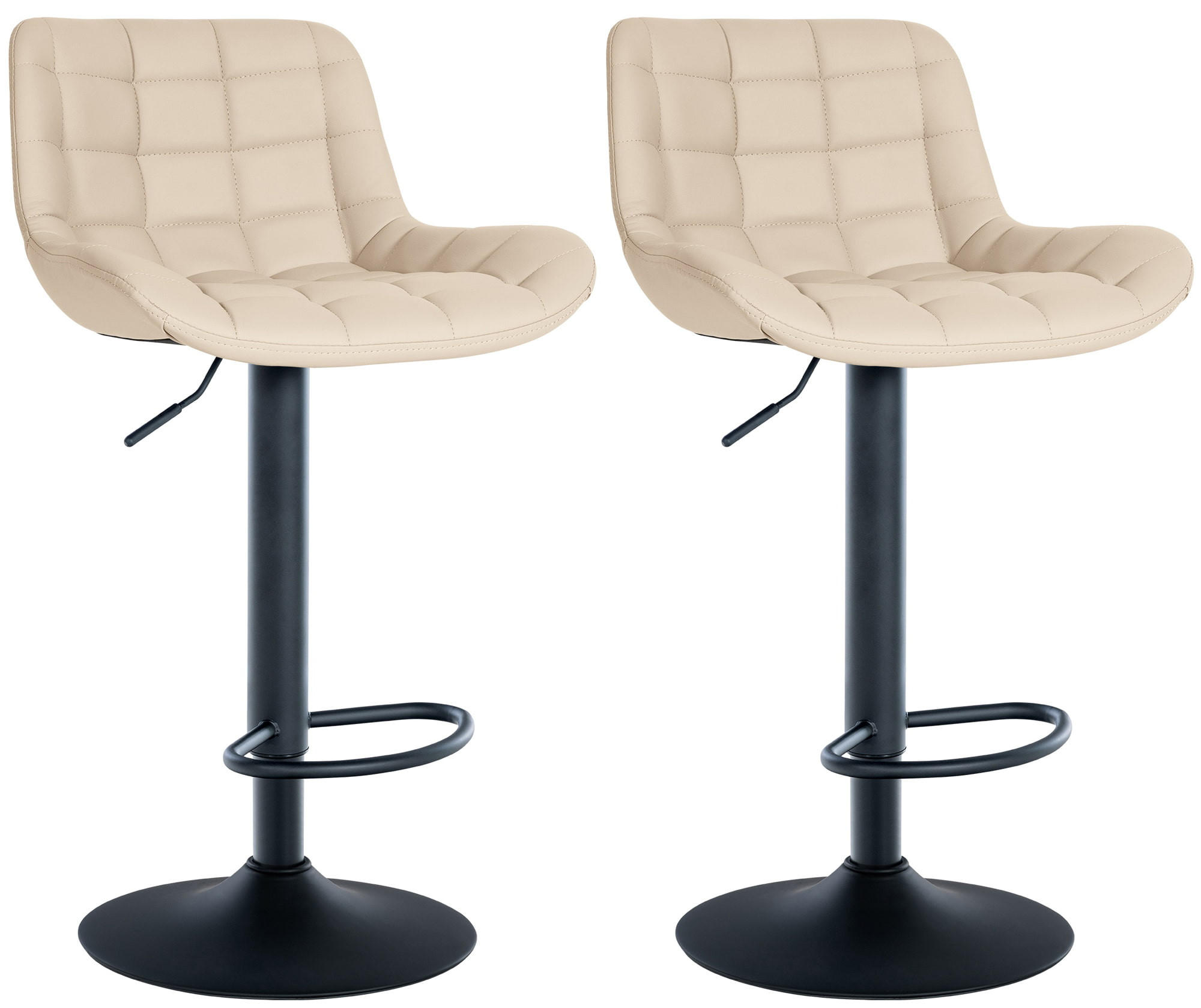 BARHOCKER 2er Set Lederlook creme - Creme/Schwarz, Textil/Metall (48/81/54cm) - CLP