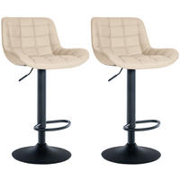 BARHOCKER 2er Set Lederlook creme - Creme/Schwarz, Textil/Metall (48/81/54cm) - CLP