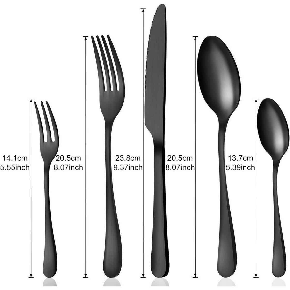 BESTECK Set 60-teilig Schwarz Mattiert - Schwarz, Metall