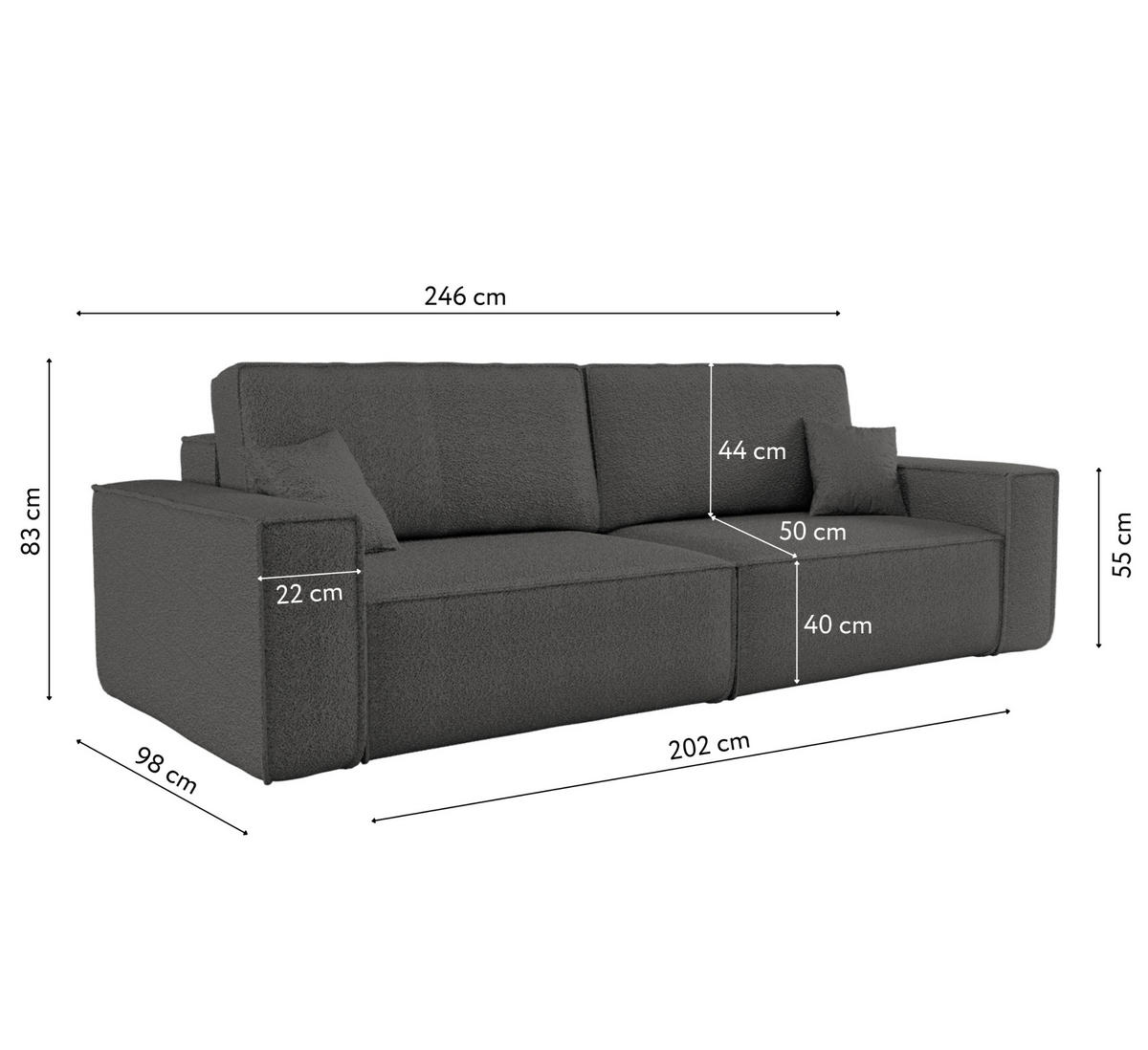 SCHLAFSOFA BEST mit Bettkasten Stoff Quelle Graphit - Graphitfarben, Holz/Textil (246/83/98cm) - Kaiser Möbel