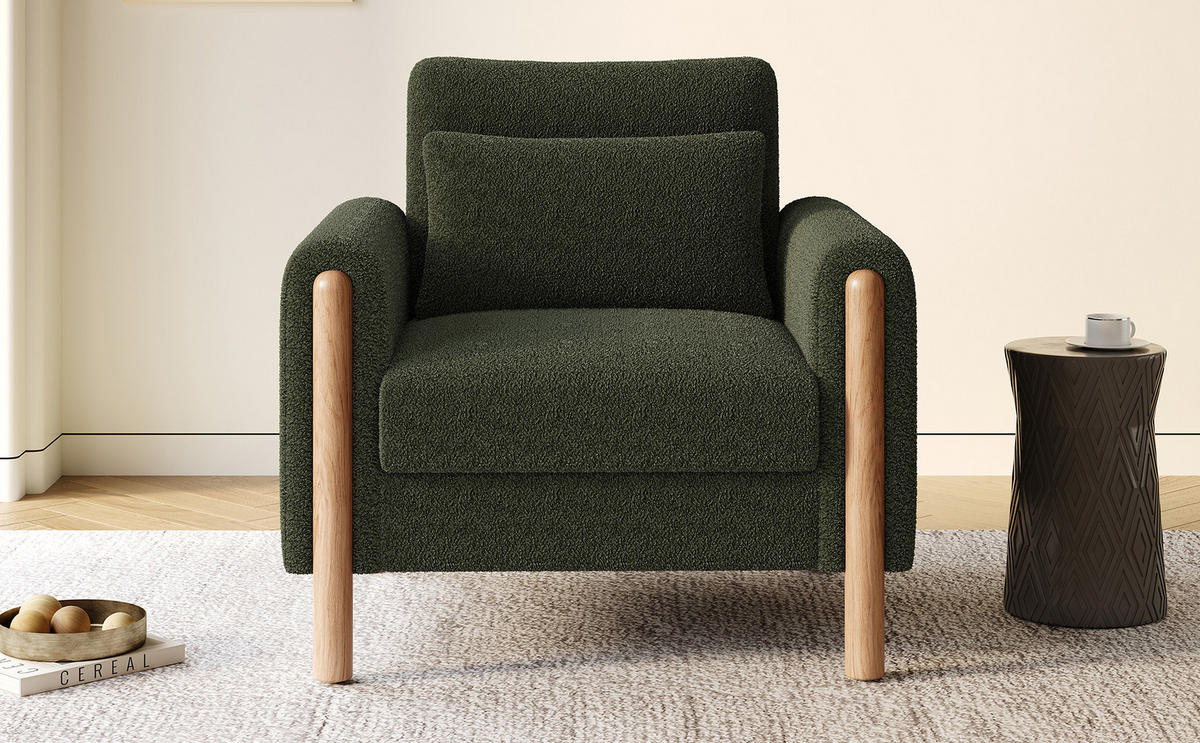 LOUNGESESSEL Teddy abnehmbares Sitzkissen 87/83/88,5 cm Grün - Grün, Textil (83/88.5/87cm) - Redom