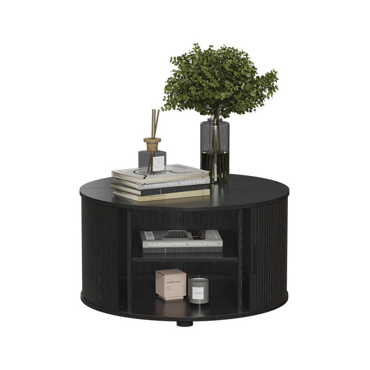COUCHTISCH Selva Schwarz 80 x 80 cm mit Schiebetür - Schwarz, Holzwerkstoff (80/80/45cm) - Vicco