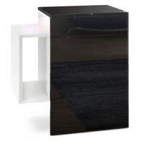 NACHTTISCH Queens Front in Schwarz Hochglanz - Schwarz Hochglanz, Holzwerkstoff (60/63/36cm) - Vladon