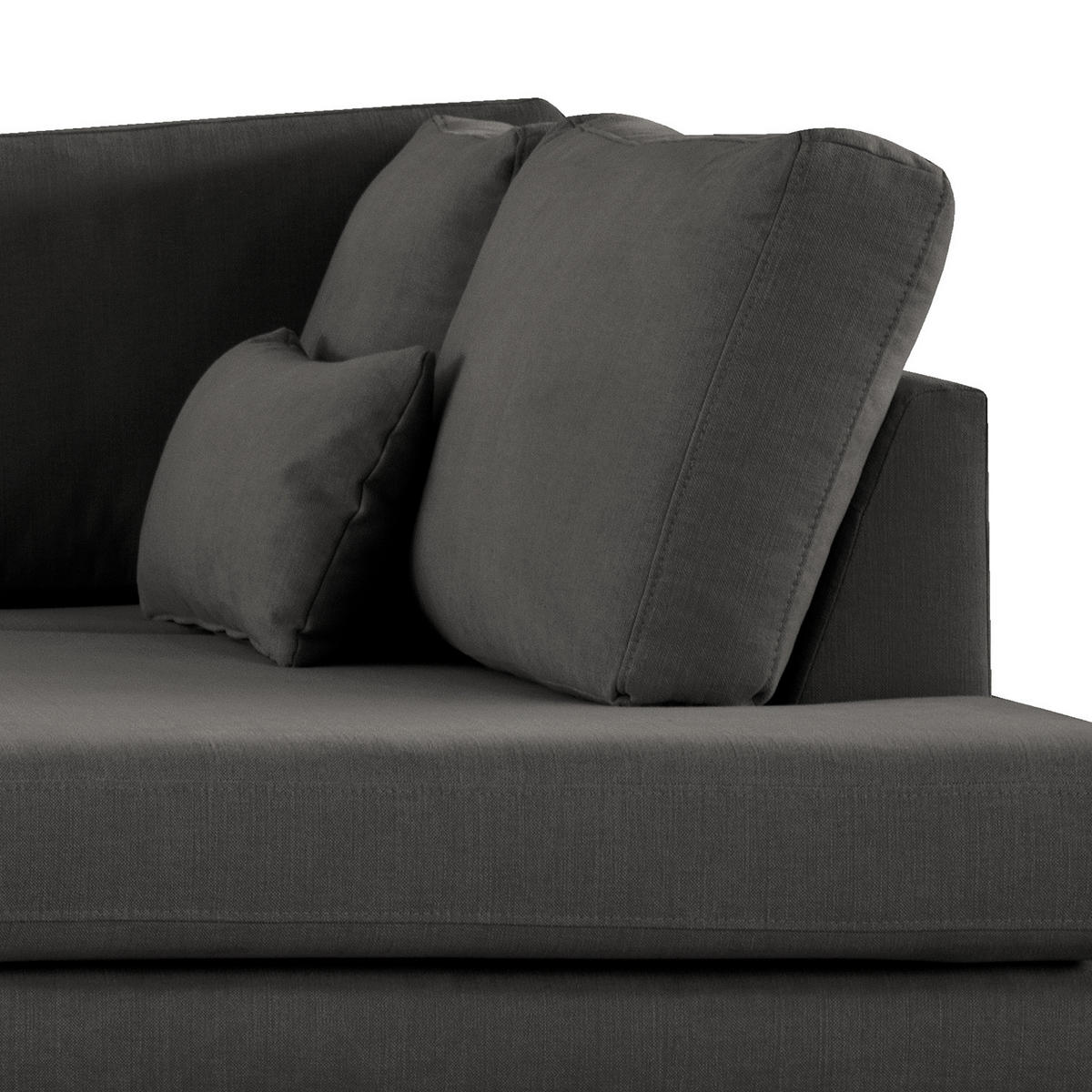 ECKSOFA mit Ottomane - Eichefarben/Anthrazit, Naturmaterialien/Eichenholz (287/219cm) - home24