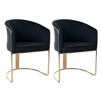 STUHL mit Armlehnen 2er-Set - Samt & Metall - Schwarz und Goldfarben - JOSETHE - Schwarz, Textil (52.5/82.5/59.5cm) - Pascal Morabito