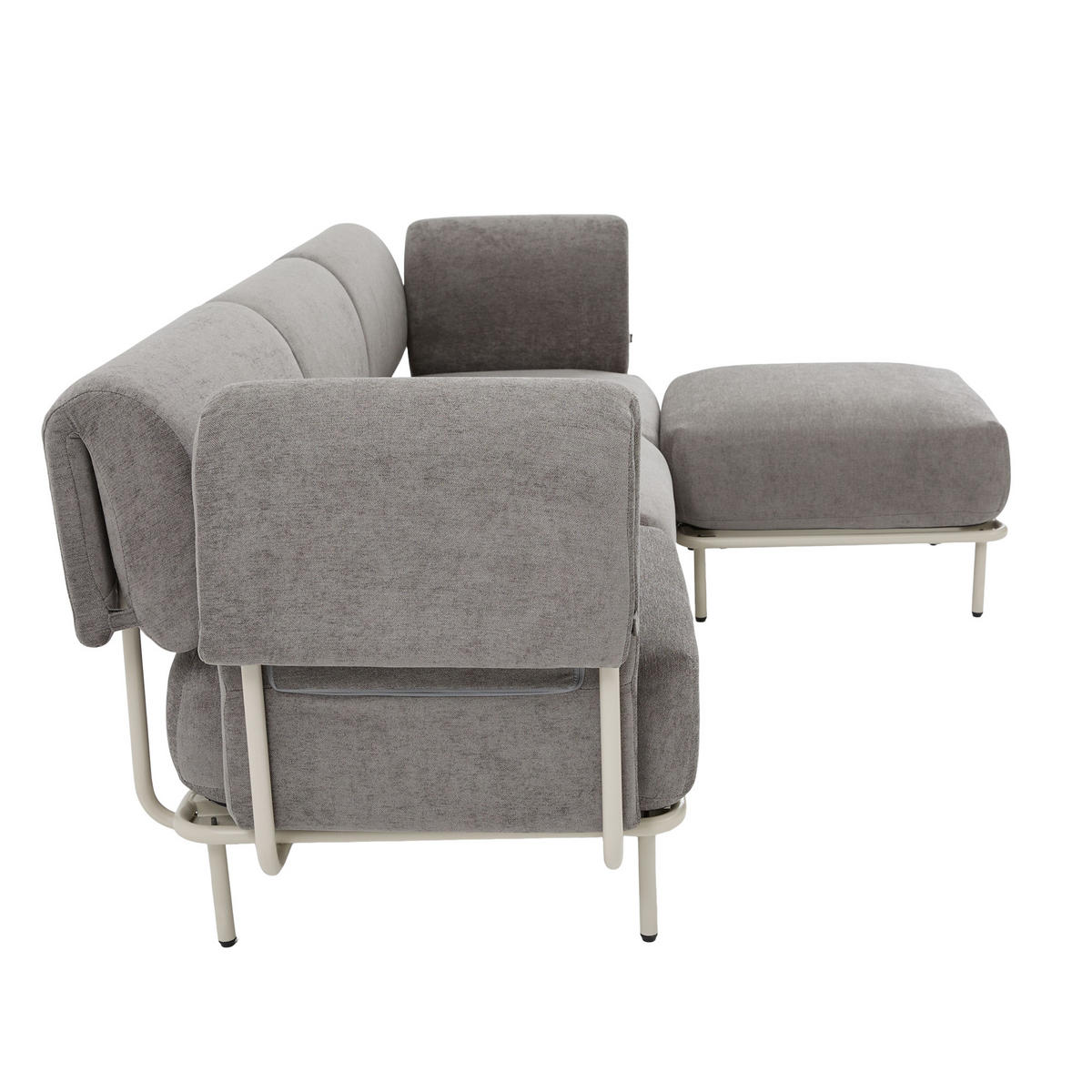 ECKSOFA L-Form modular mit Hocker, DE-42607, Grau - Grau, Metall (251/155cm) - ComfortXL