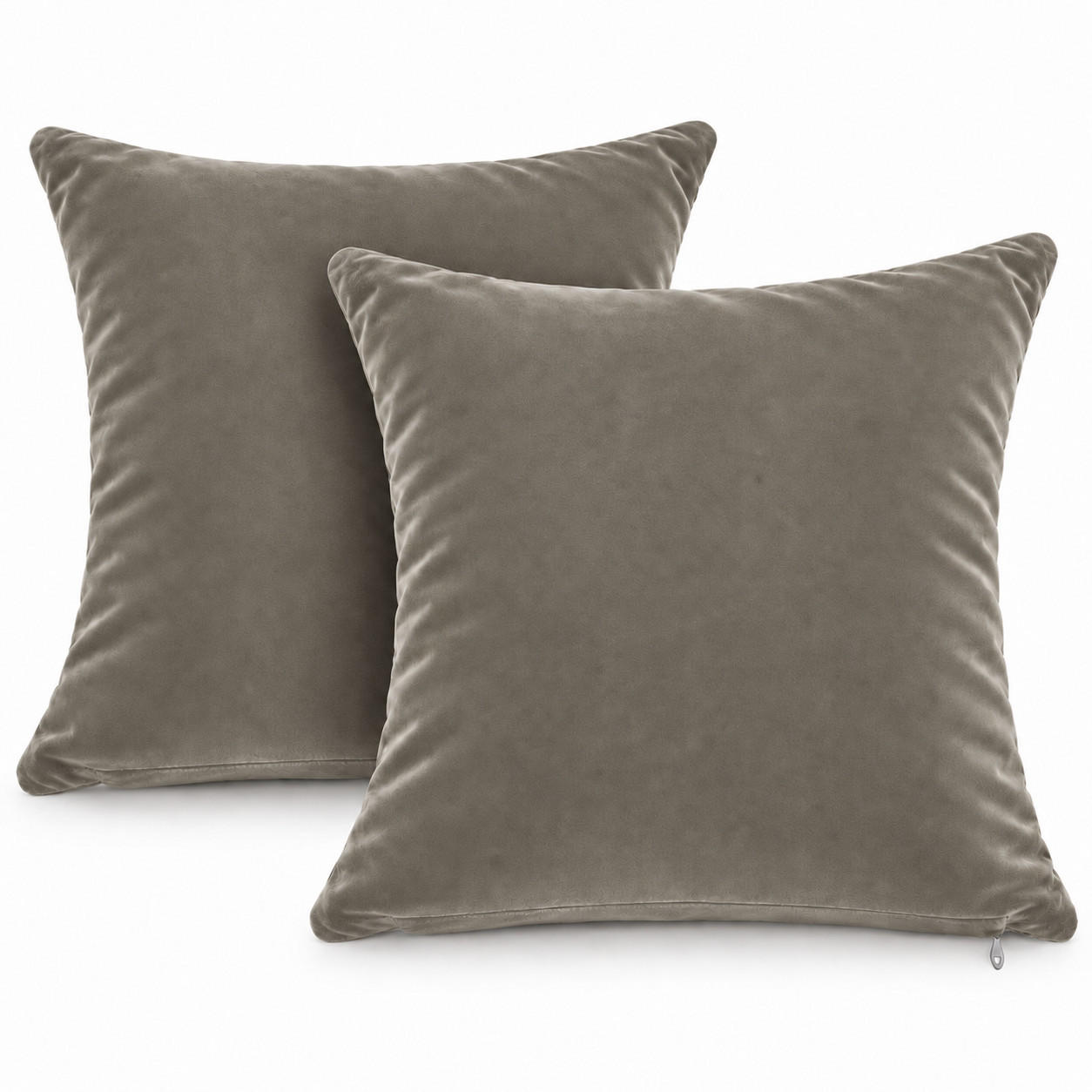 KISSENBEZUG 2er Set Taupe 40x40 Samt weich - Taupe, Textil (40/40cm) - TiborTex