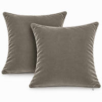 KISSENBEZUG 2er Set Taupe 40x40 Samt weich - Taupe, Textil (40/40cm) - TiborTex