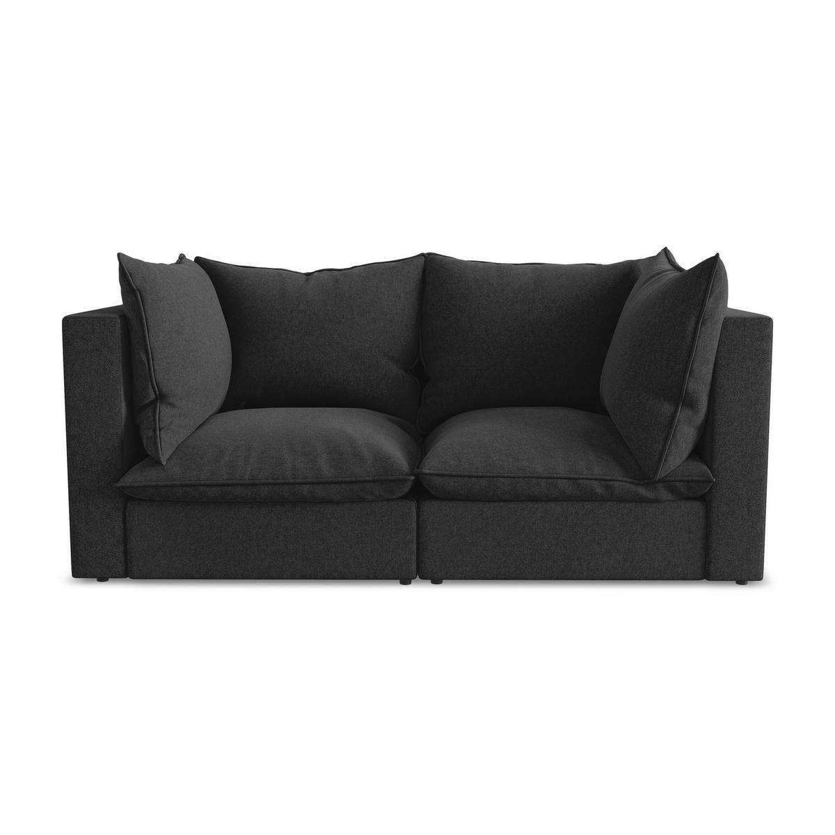 2-SITZER SOFA Samt Stoff Schwarz - Schwarz, Holzwerkstoff/Kunststoff (180/77/90cm) - Makamii