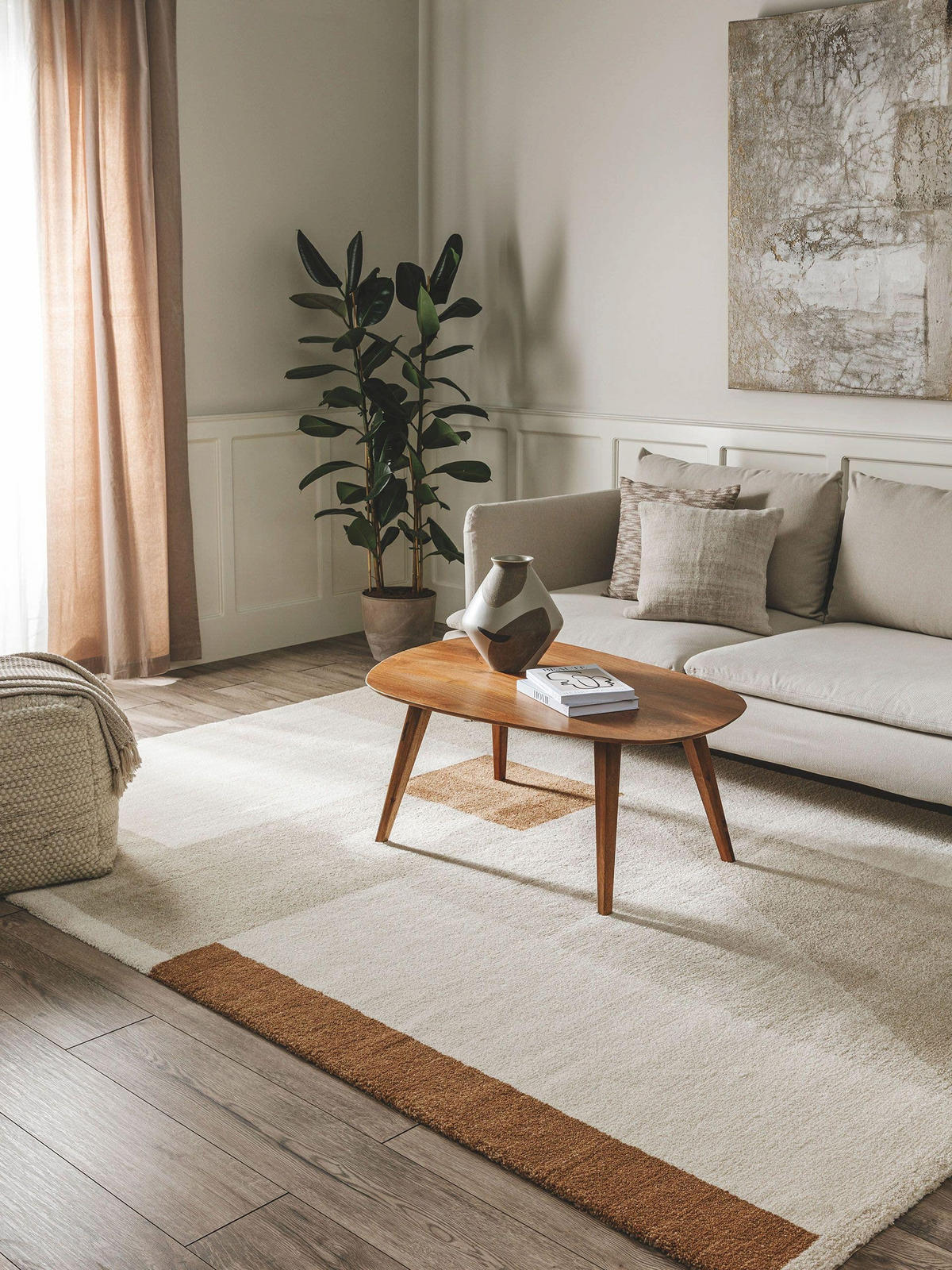 TEPPICH Tacoma Beige/Braun 80x150 cm - Beige, Textil (80/150cm) - benuta Nest
