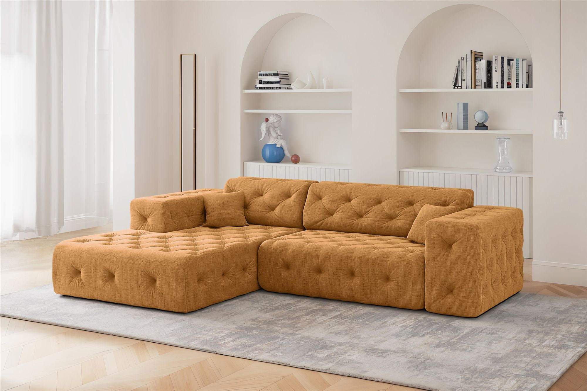 ECKSOFA Chantal In Moly - Orange, Holzwerkstoff/Textil (266/171cm) - Fun Möbel