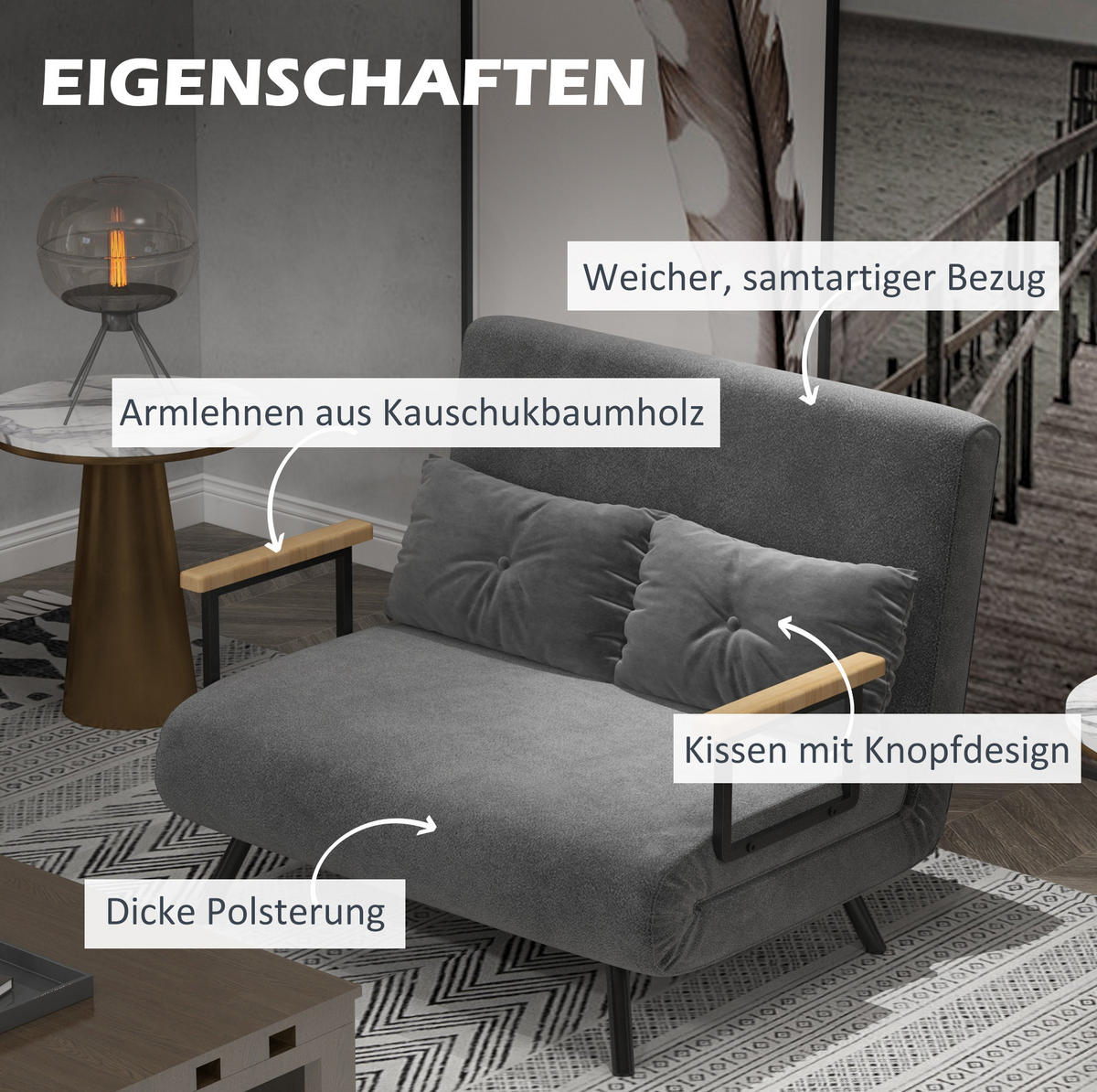 SCHLAFSESSEL 102/73/81 cm mit Liegefläche 98,5/183 cm, 5-fach verstellbar - Dunkelgrau, Metall (102/81/73cm) - BEAOK