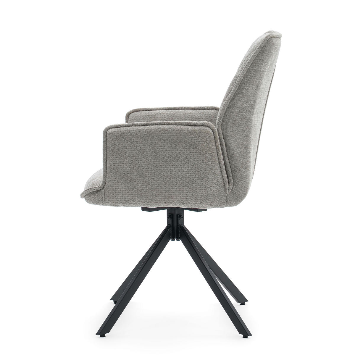 STUHL MERANO drehbar gepolsterter mit Steppung - hellgrau - Chenille - Hellgrau/Schwarz, Textil/Metall (58/90/61cm) - NEW HOME