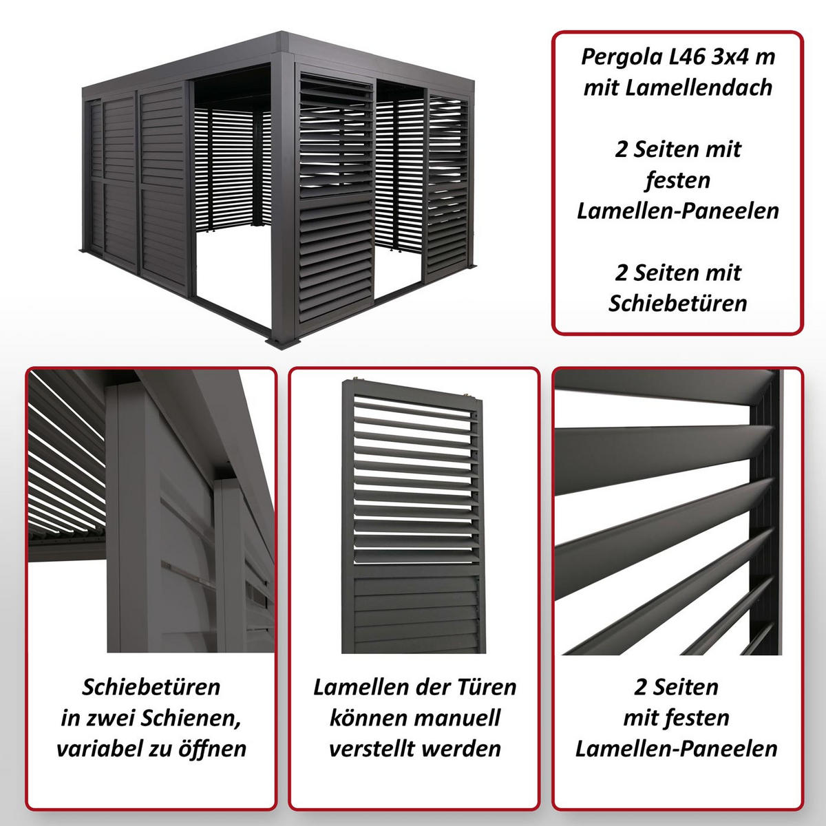PERGOLA Anthrazit - Anthrazit, Metall (400/220/300cm) - MCW