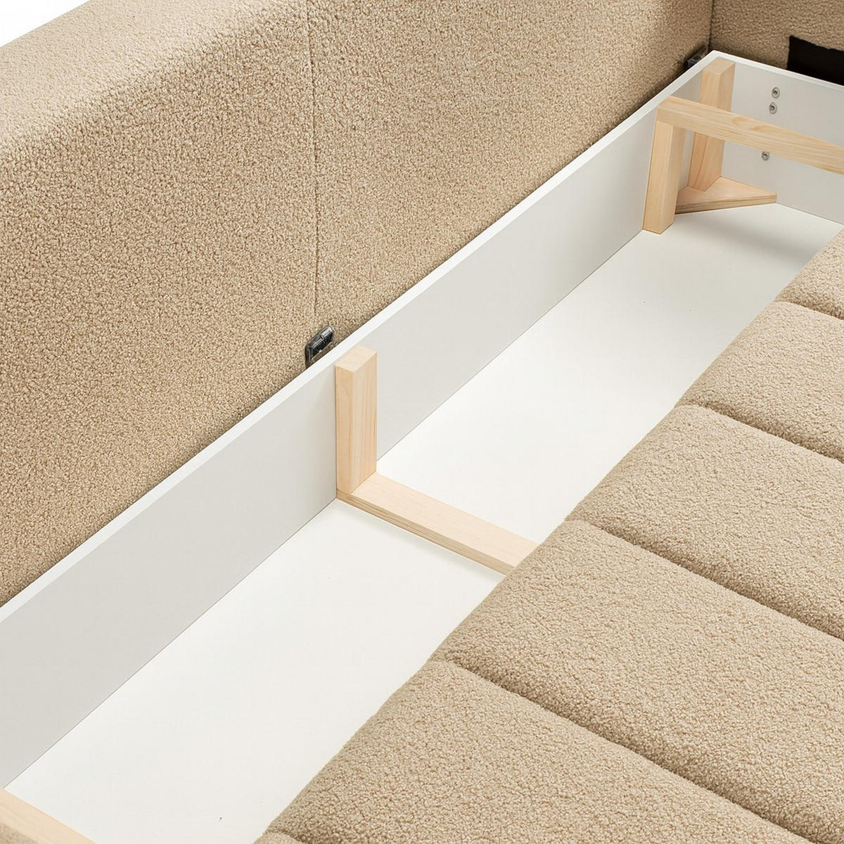 SCHLAFSOFA ALOO, Sofa mit Schlaffunktion und Bettkasten, Farbe: Taupe, Bouclé-Stoff - Taupe, Textil (248/88/105cm) - Sepro Meble