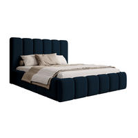 POLSTERBETT Biscottino Dunkelblau mit Samtbezug 140x200 cm - Silberfarben/Dunkelblau, Textil (140/200cm) - Selsey