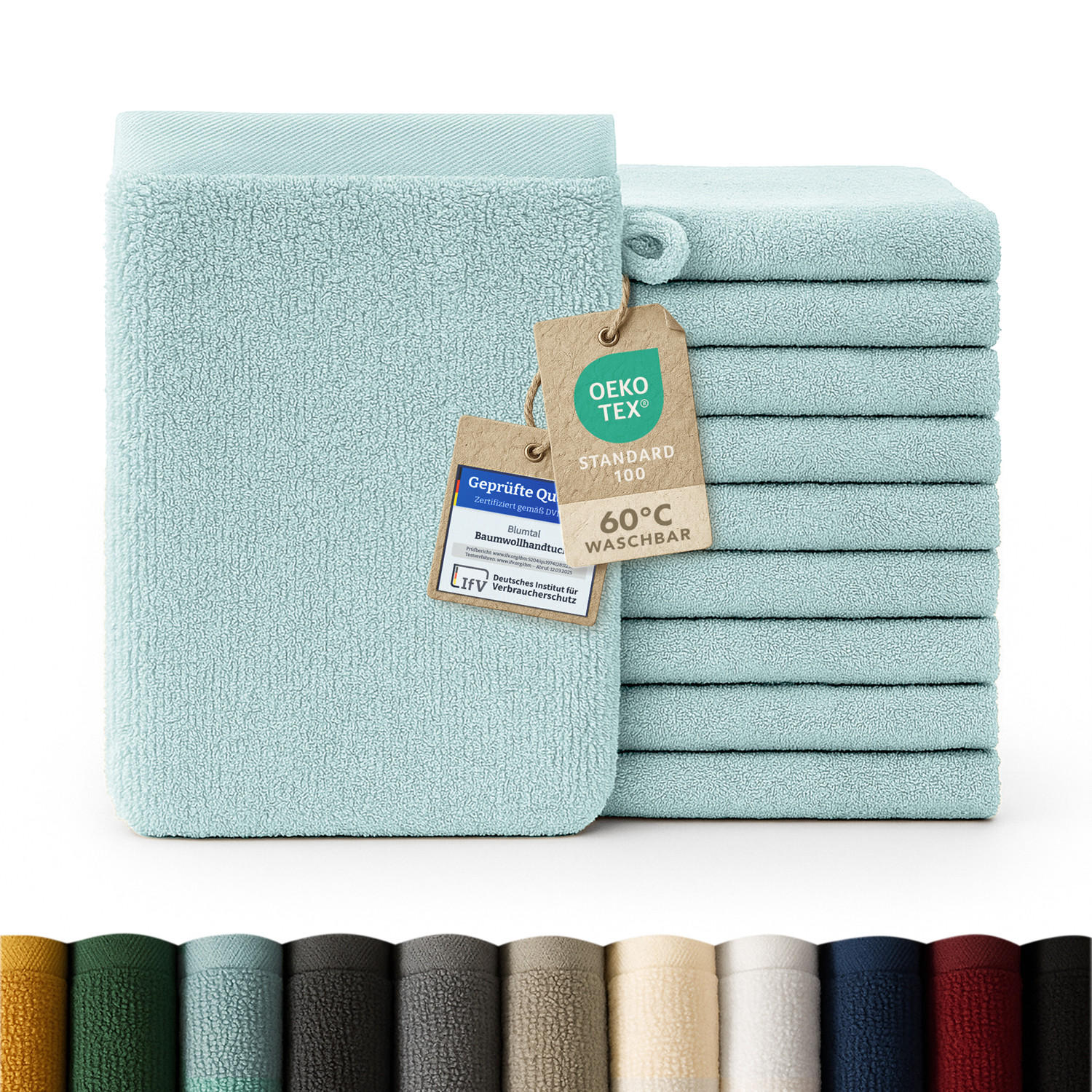 WASCHLAPPEN 10er-Set, 10x Waschlappen 15/20 cm, Hellblau - Hellblau, Textil (15/20cm) - Blumtal