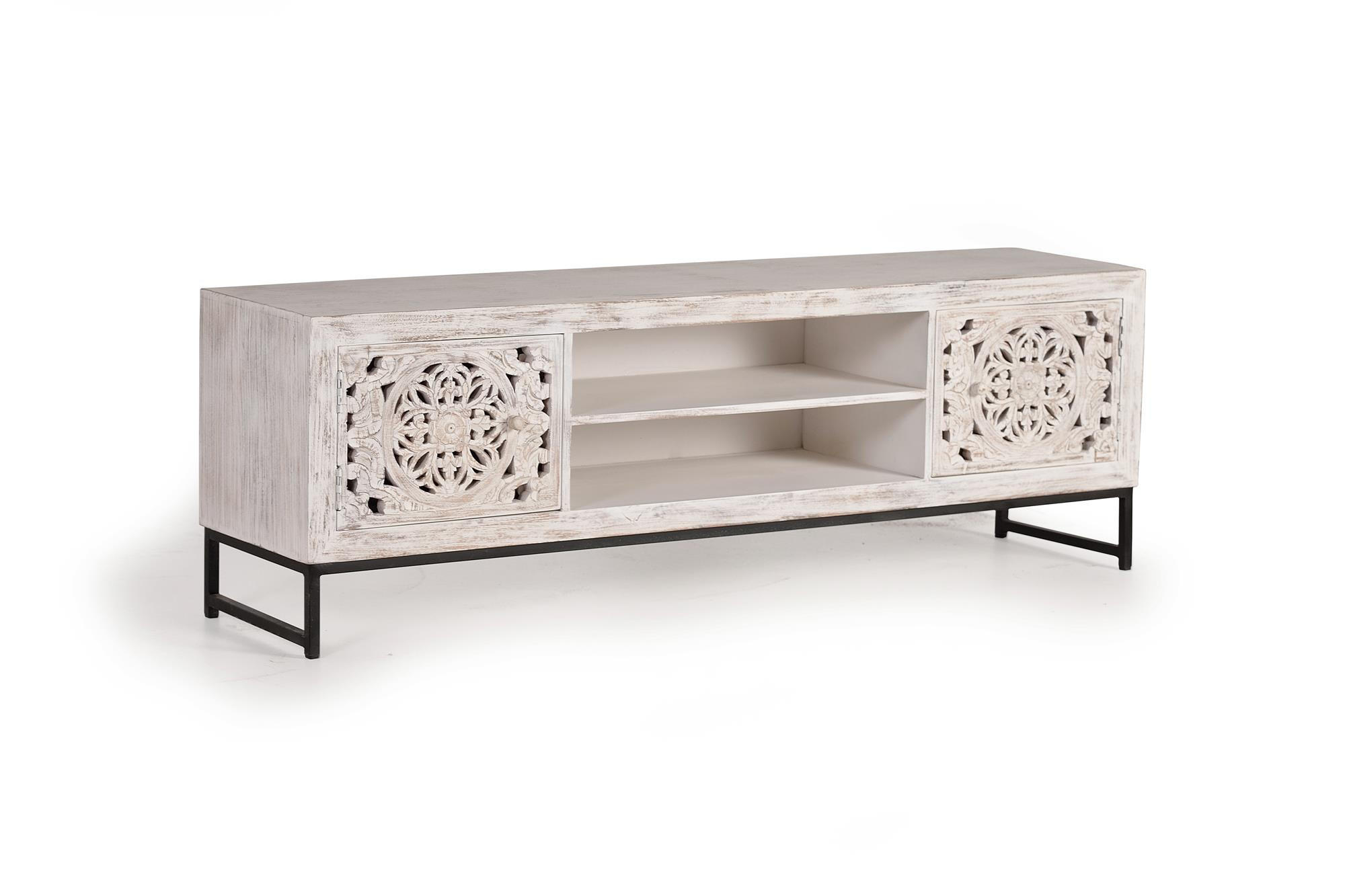 TV-SCHRANK aus Mangoholz - Weiß, Holz (170/55/40cm) - Giner y Colomer