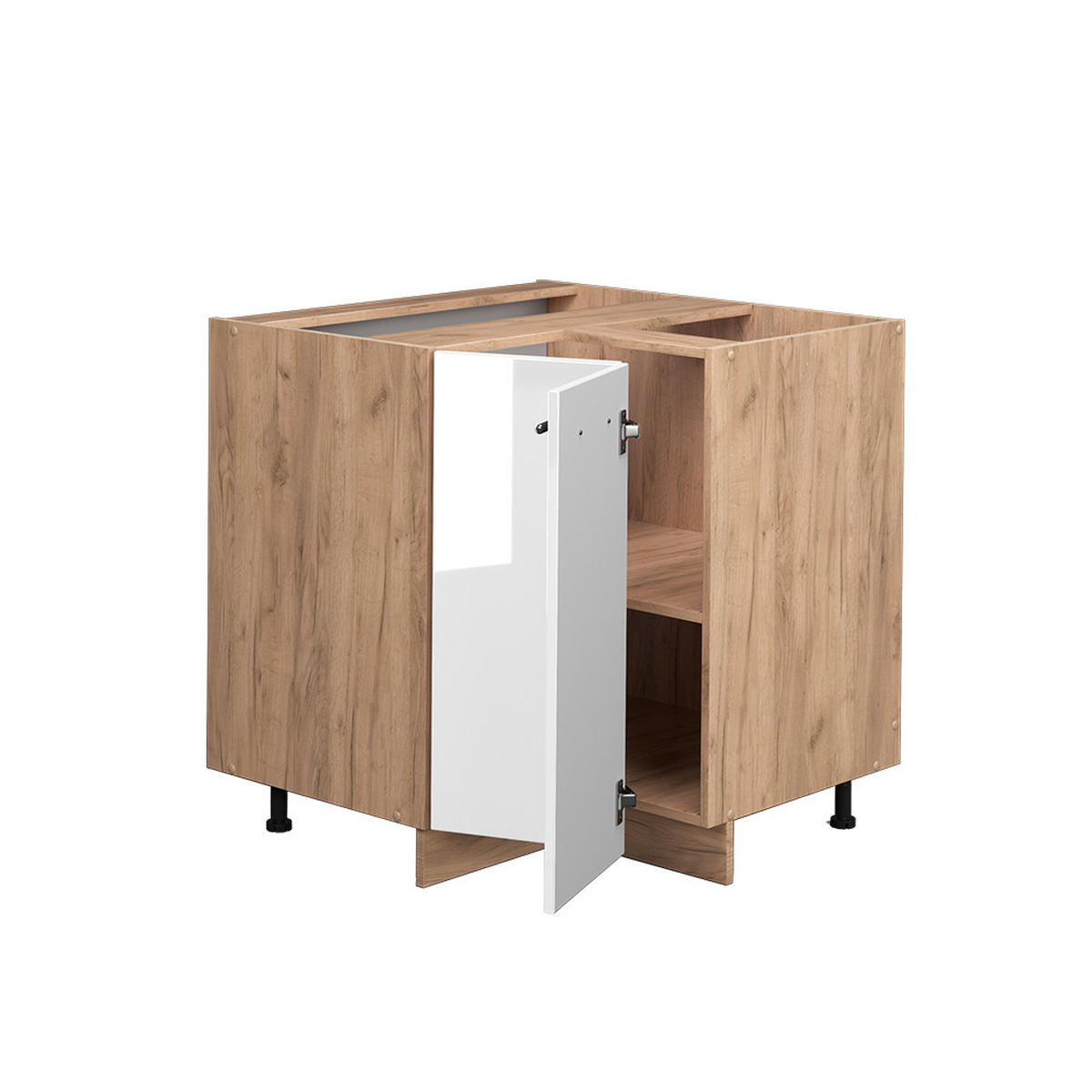 ECKUNTERSCHRANK Fame-Line Weiß Hochglanz 80.5 cm, AP Anthrazit - Honigeiche/Weiß Hochglanz, Holzwerkstoff (80.5/82/60cm) - Vicco